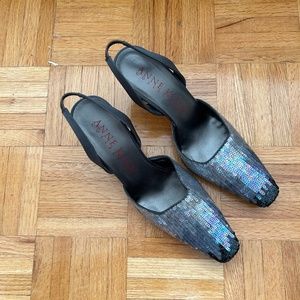 Sequin Slingback Kitten Heels